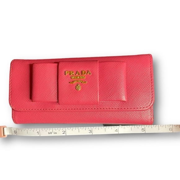 PRADA⭐️ PINK BOW, SAFFIANO LEATHER KEY RING WALLET WITH BOX & COA - Picture 14 of 15